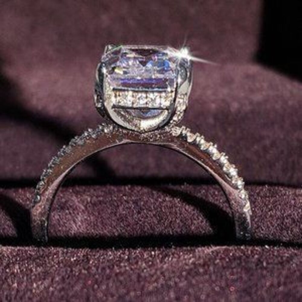 NEW 3.5 Carat Emerald Cut Pave Engagement Ring